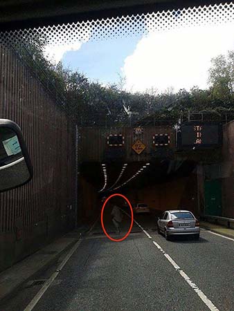 Trucker photographs a ghostly figure going through a tunnel in Ireland