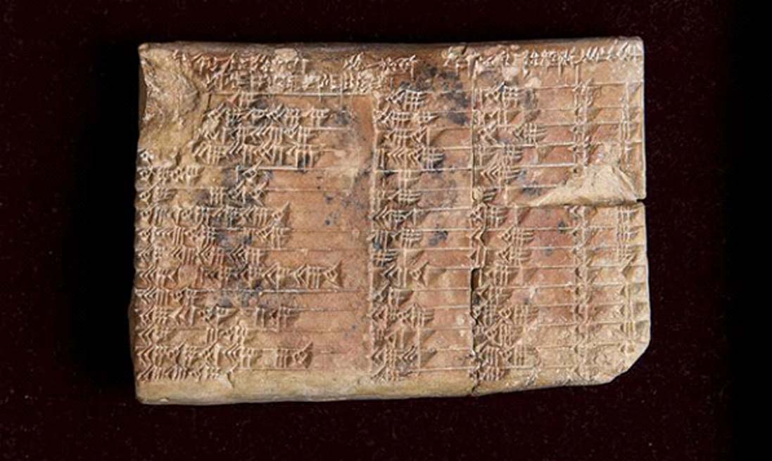 The 3,700-year-old Plimpton 322 Babylonian tablet at the Columbia University Rare Book and Manuscript Library in New York. (UNSW/Andrew Kelly)