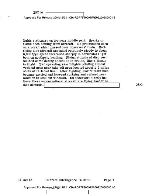 %name Documentos de inteligencia recientemente desclasificados revelan cómo los funcionarios de la CIA vieron dos OVNIs discos voladores en la Unión Soviética durante la Guerra Fría