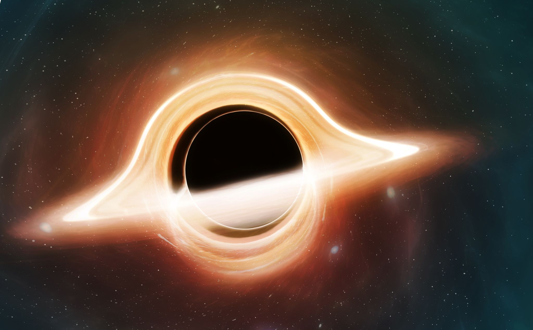 agujero negro visto desde un planeta, ilustración