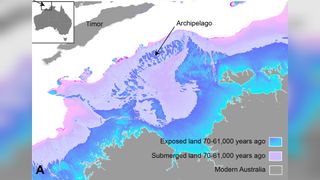 Los cambios en el nivel del mar se muestran como tierra expuesta y tierra no expuesta en el mapa de la plataforma continental del noroeste de Australia.
