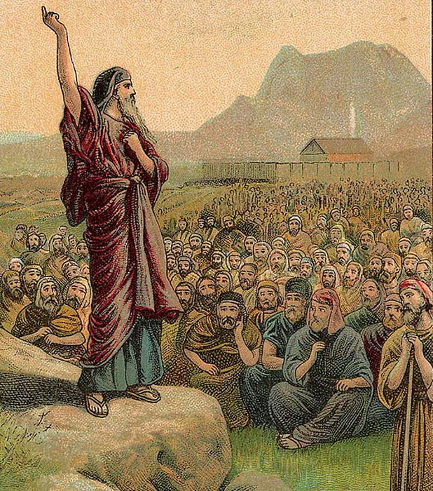 Moisés aleccionando al pueblo de Israel (Public Domain)