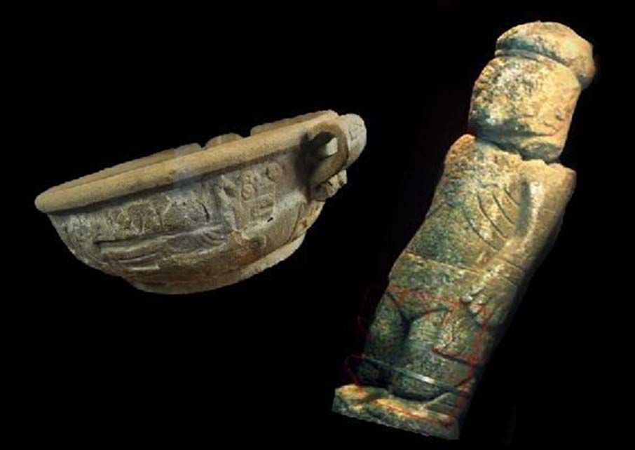Fuente Magna (izquierda) y Monolito de Pokotia (derecha).